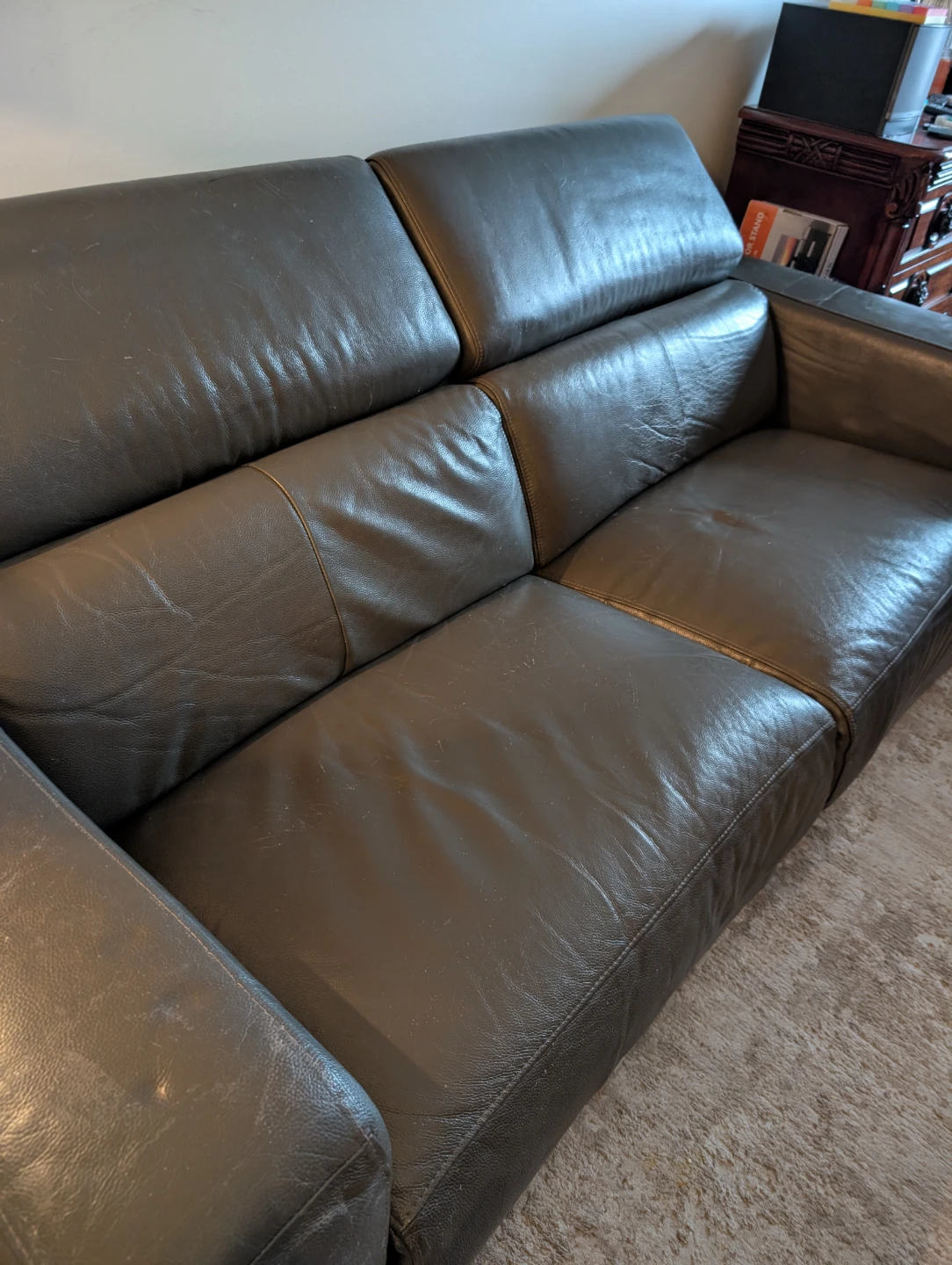 Leather Sofa - Grey