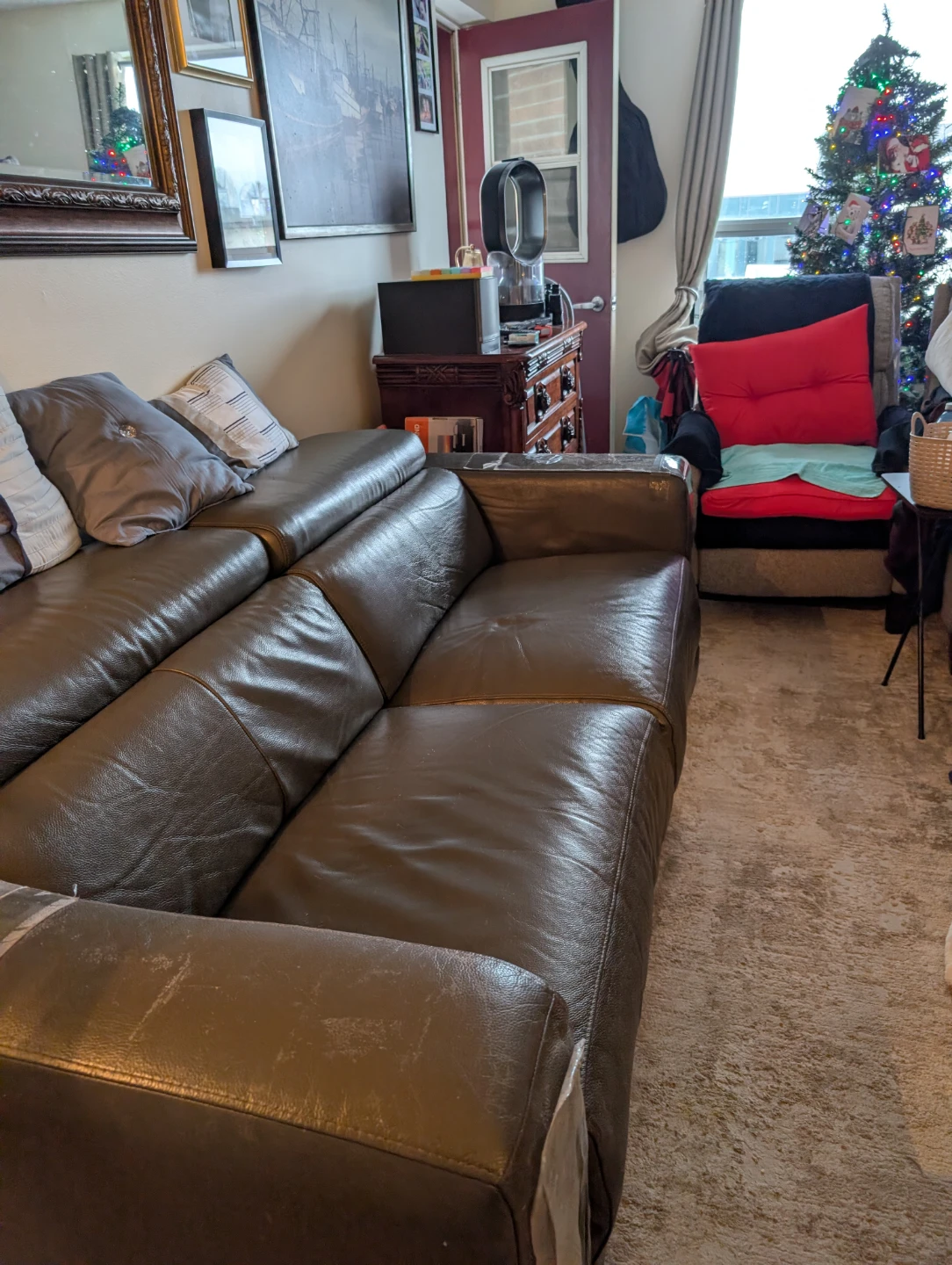 Leather Sofa - Grey - photo 2