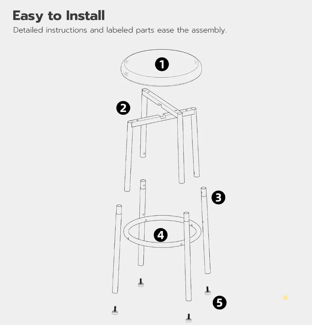 A SET OF 2 HOOBRO Black Bar Stool New image indicator(7)