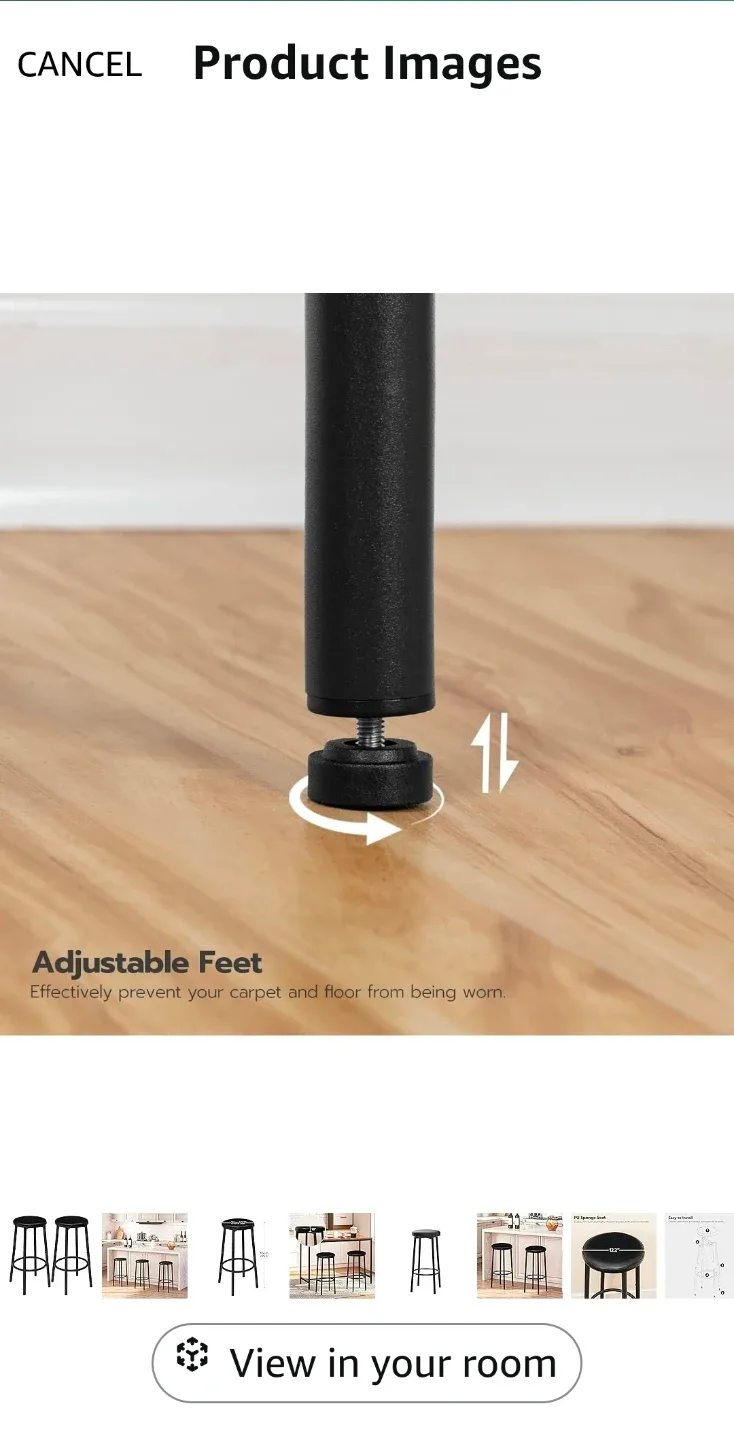 A SET OF 2 HOOBRO Black Bar Stool New image indicator(8)