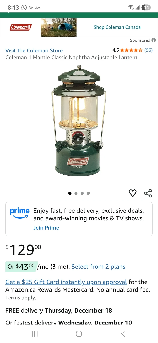 Coleman 1 Mantle Classic Naphtha Adjustable Lantern - photo 4