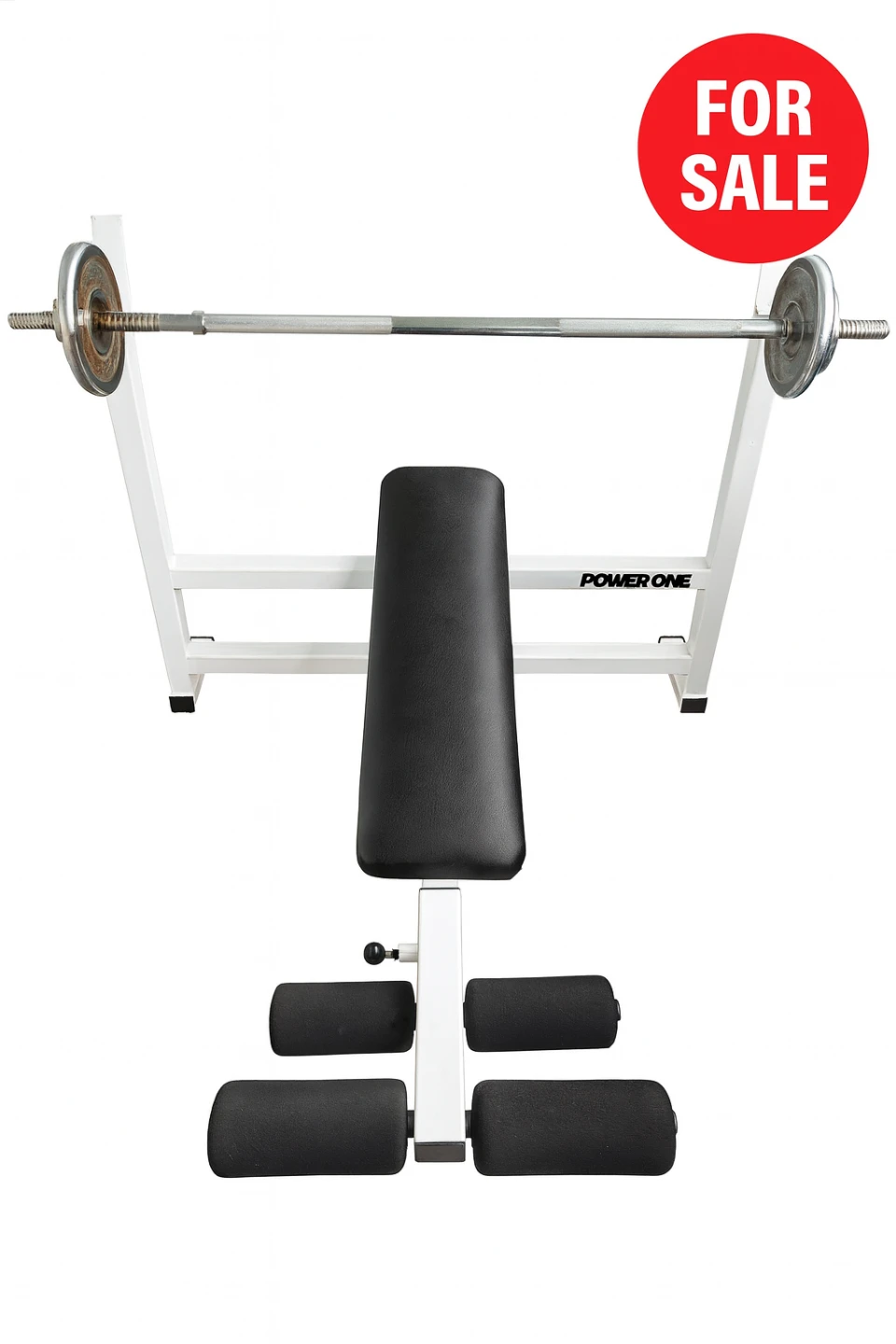 Power One Weight Bench with weight and bar