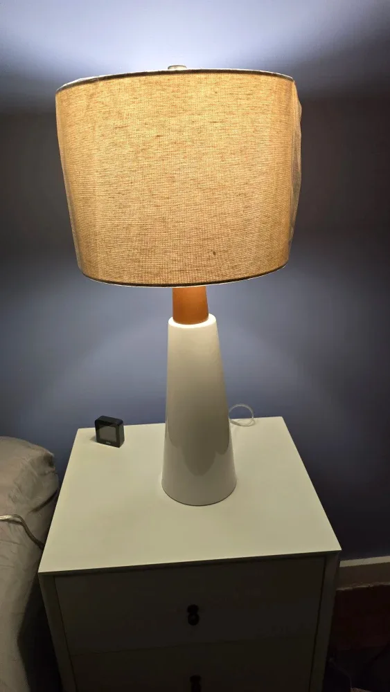 Mid-Century Modern Table Lamp New Ceramic and Wood