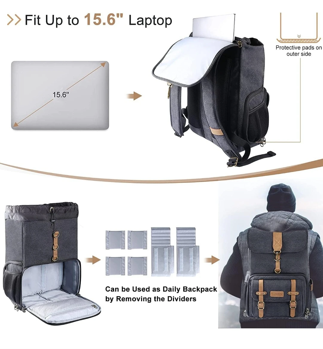 Endurax Canvas Camera Backpack - photo 5