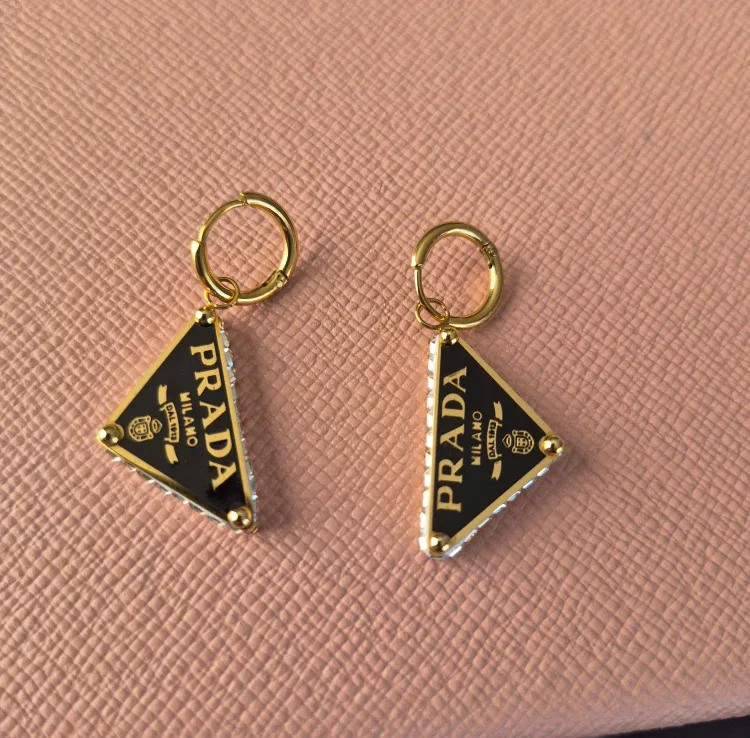 Prada triangle earrings