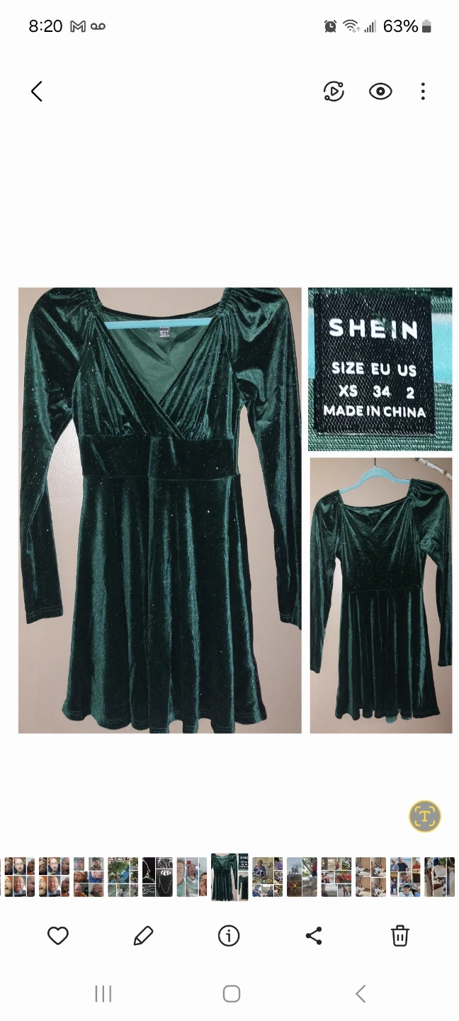 SHEIN sparkle Green Velvet Dress - Size XS