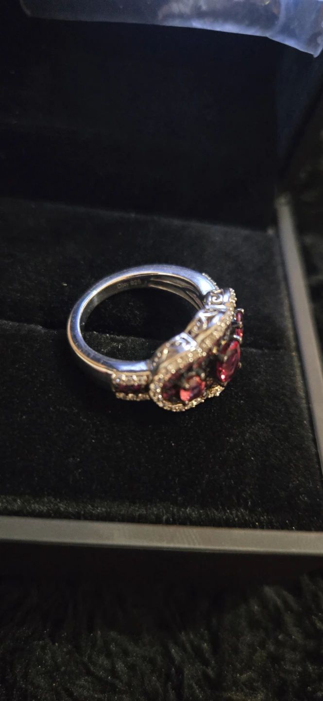 Genuine Rubellite & White Zircon Trilogy Gemstone Ring 1.85ctw - photo 2