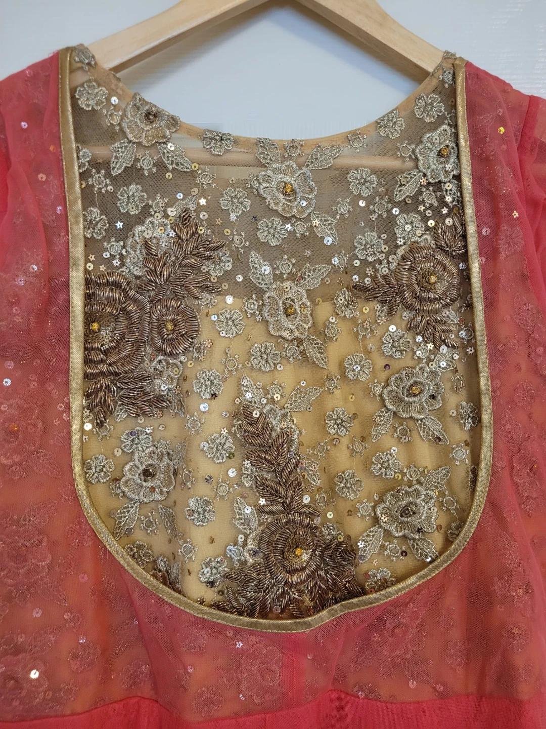Pink & Gold Embellished Anarkali Dress - photo 3