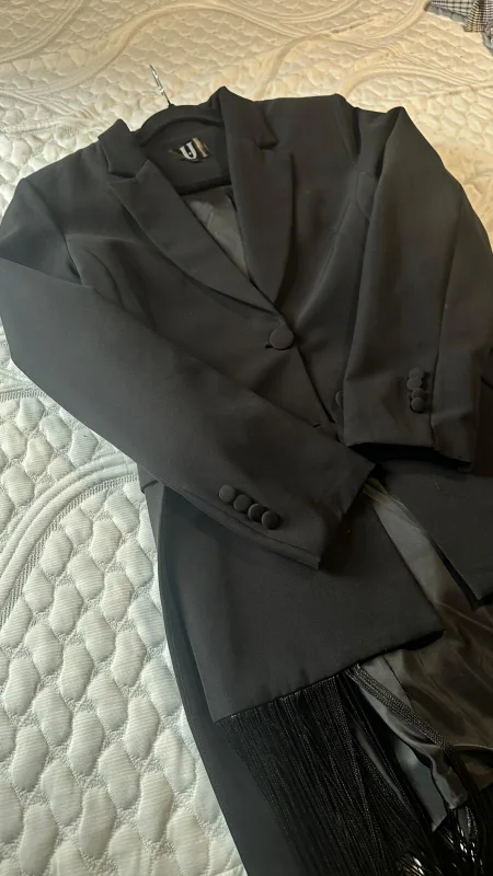 Long blazer with tassel -formal wear