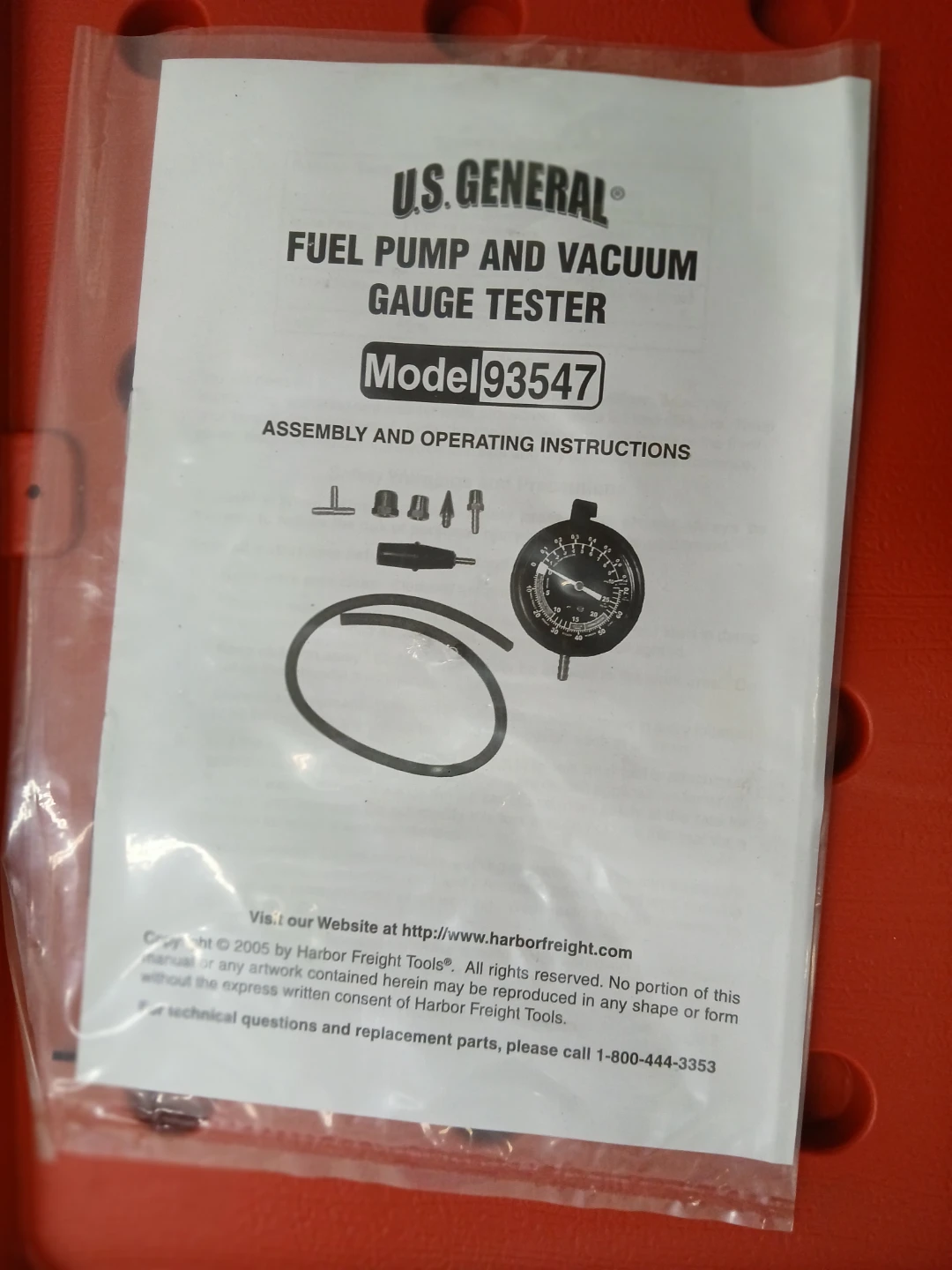 U.S. General Fuel Pump and Vacuum Gauge Tester 93547 - photo 2