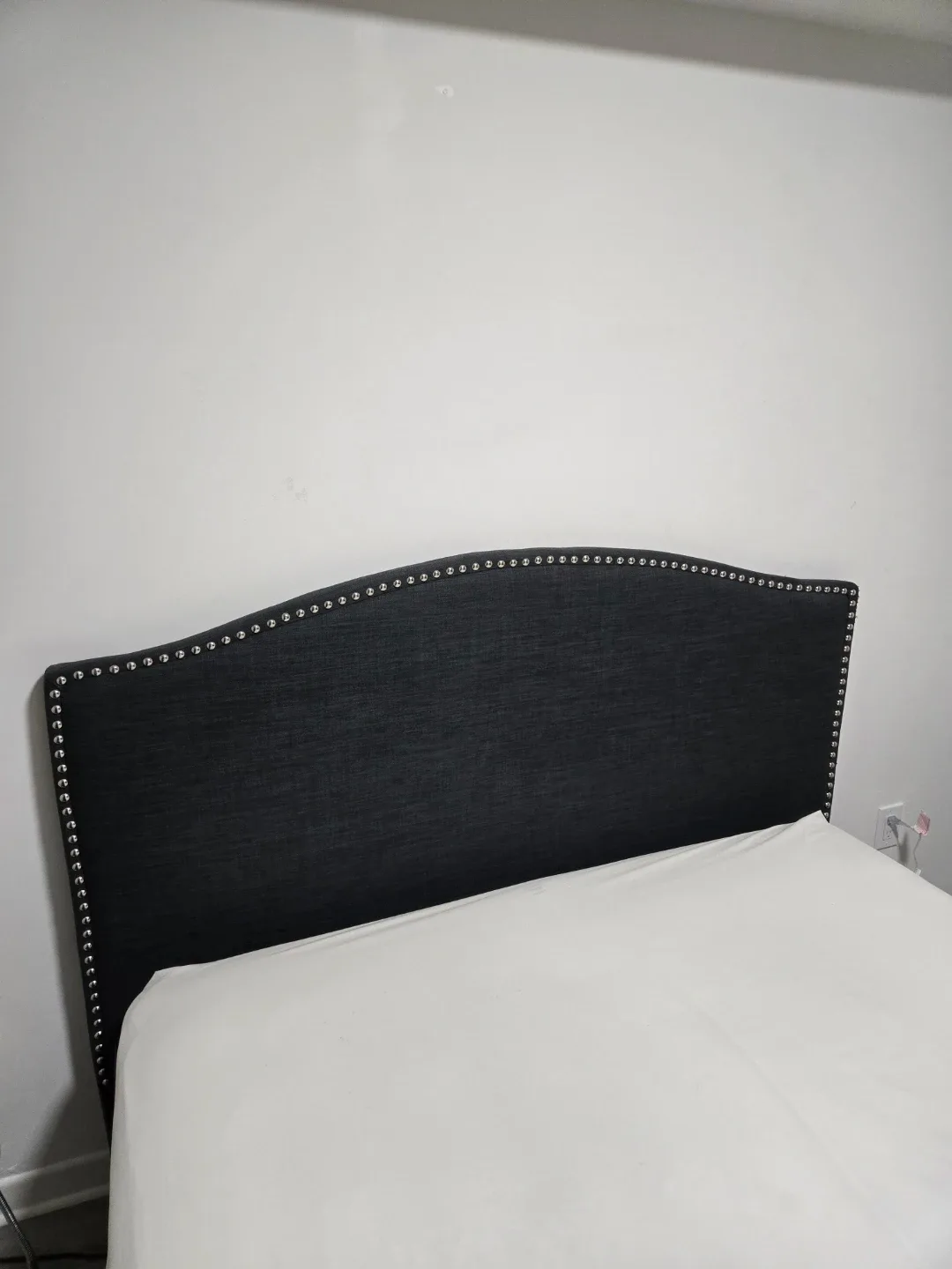 Upholstered Headboard - Dark Grey with Nailhead Trim image indicator(4)