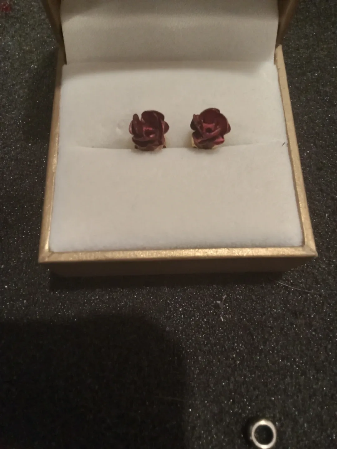 Vintage aluminum Rose Stud Earrings
