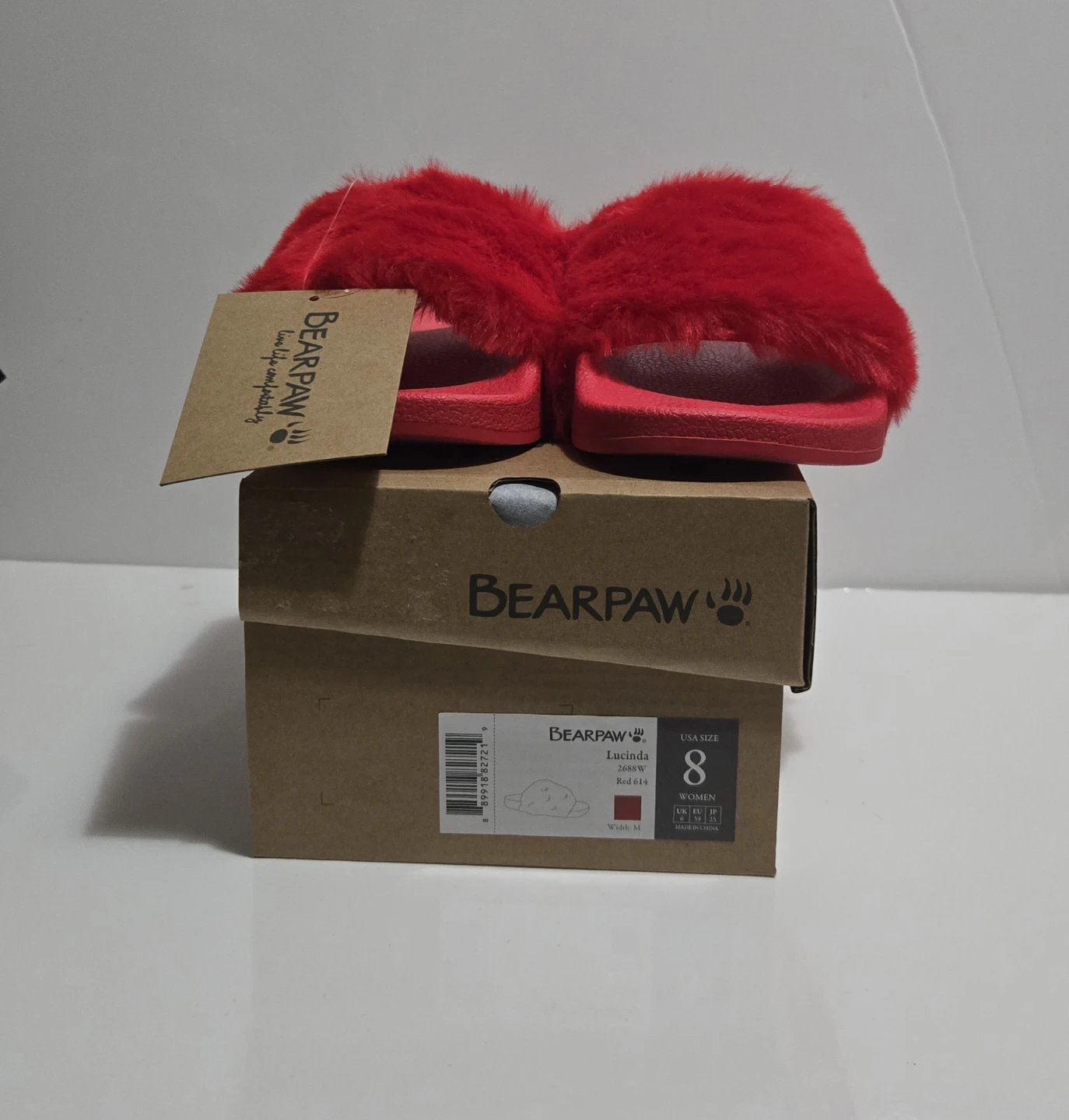 Bearpaw Lucinda Red Furry Slides - Size 8 - photo 2
