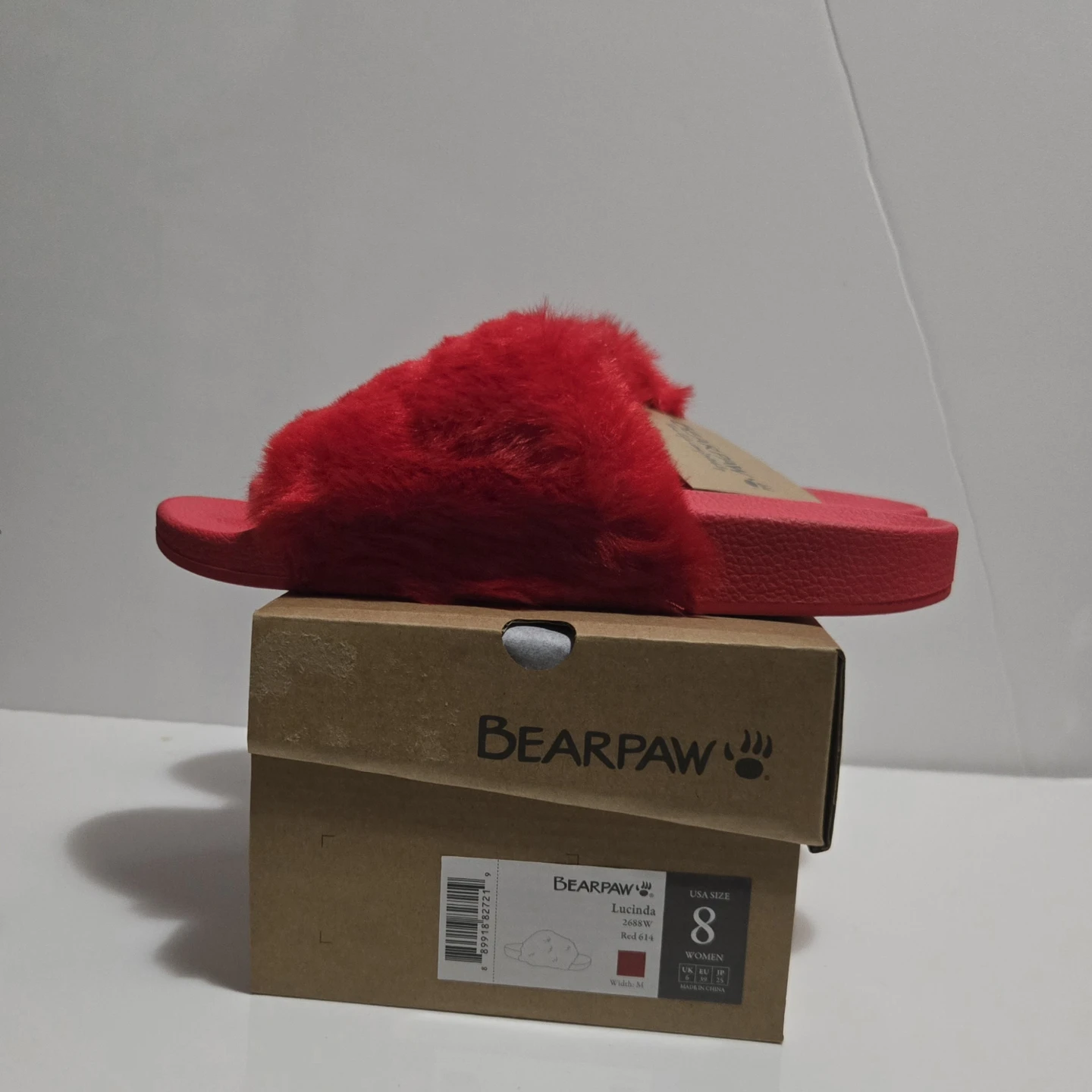 Bearpaw Lucinda Red Furry Slides - Size 8 - photo 3