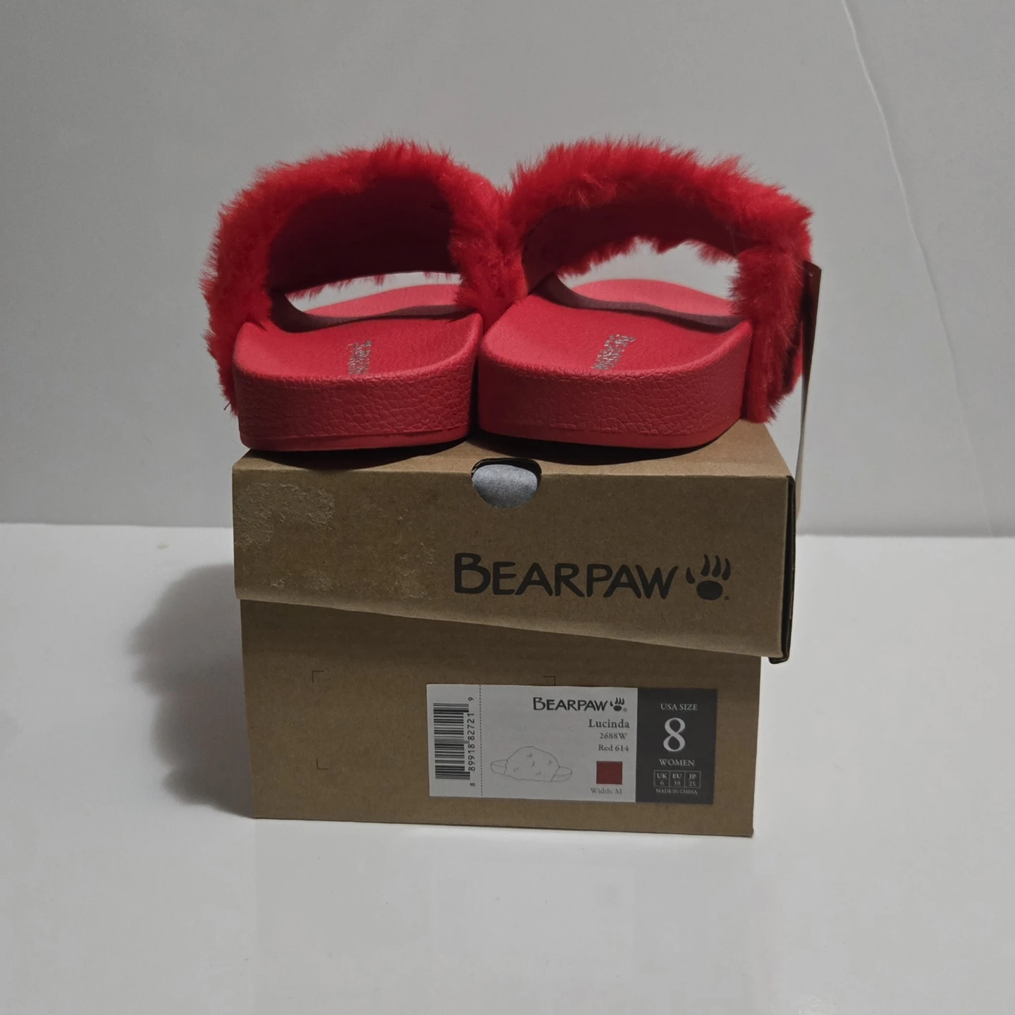 Bearpaw Lucinda Red Furry Slides - Size 8 - photo 4