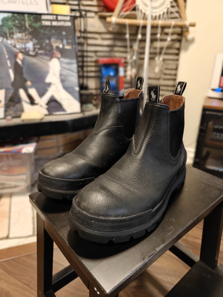 Ralph Lauren Polo Black Leather Chelsea Boots