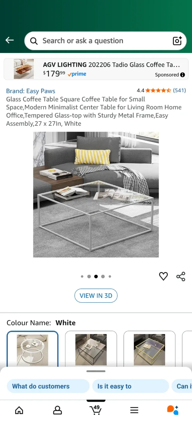 Easy Paws Glass Coffee Table - White image indicator(3)