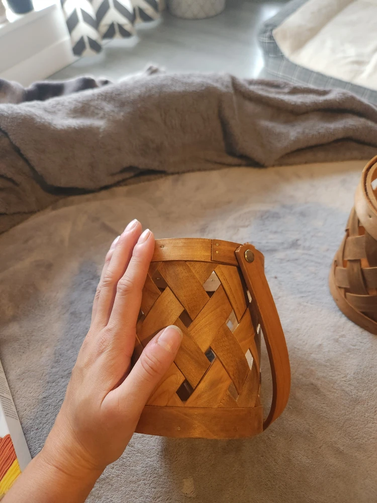 Wooden Woven Basket with Handle - photo 3