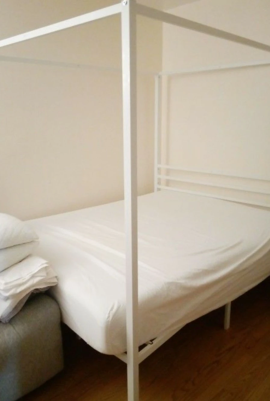 Ikalido Full Size White Canopy Bed Frame