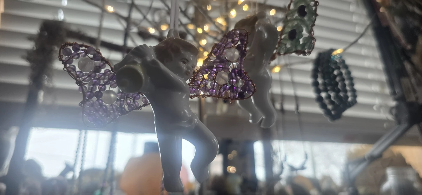 Porcelain Angel Ornament with Beaded Wings