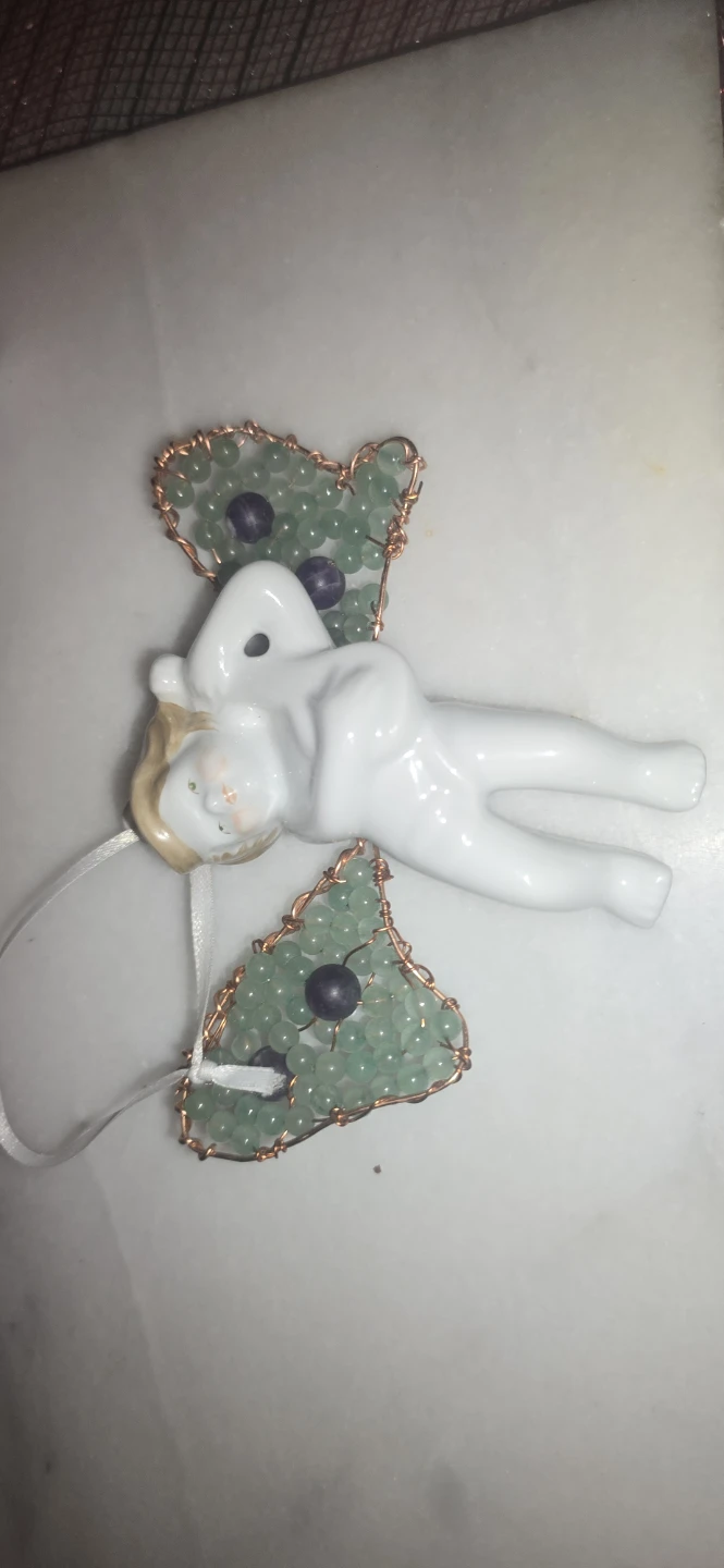 Porcelain Angel Ornament with Beaded Wings - photo 4
