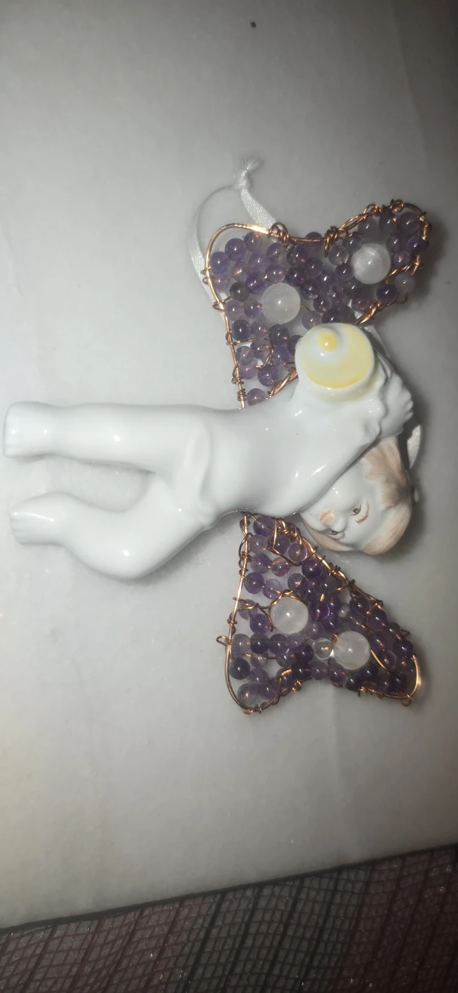 Porcelain Angel Ornament with Beaded Wings - photo 5