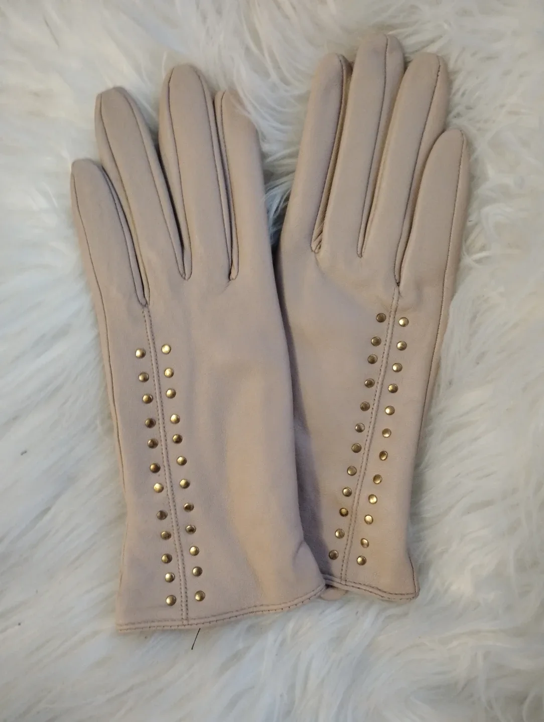 Hudson Bay Ladies Beige Gloves  with Golden Studdin image indicator(2)