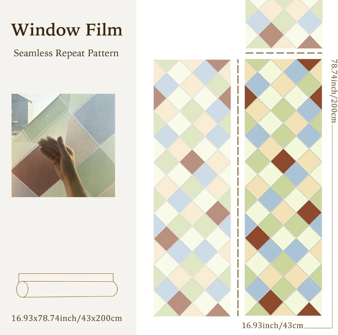 Window Privacy Film Stained Glass, 16.93"x78.74" - photo 3