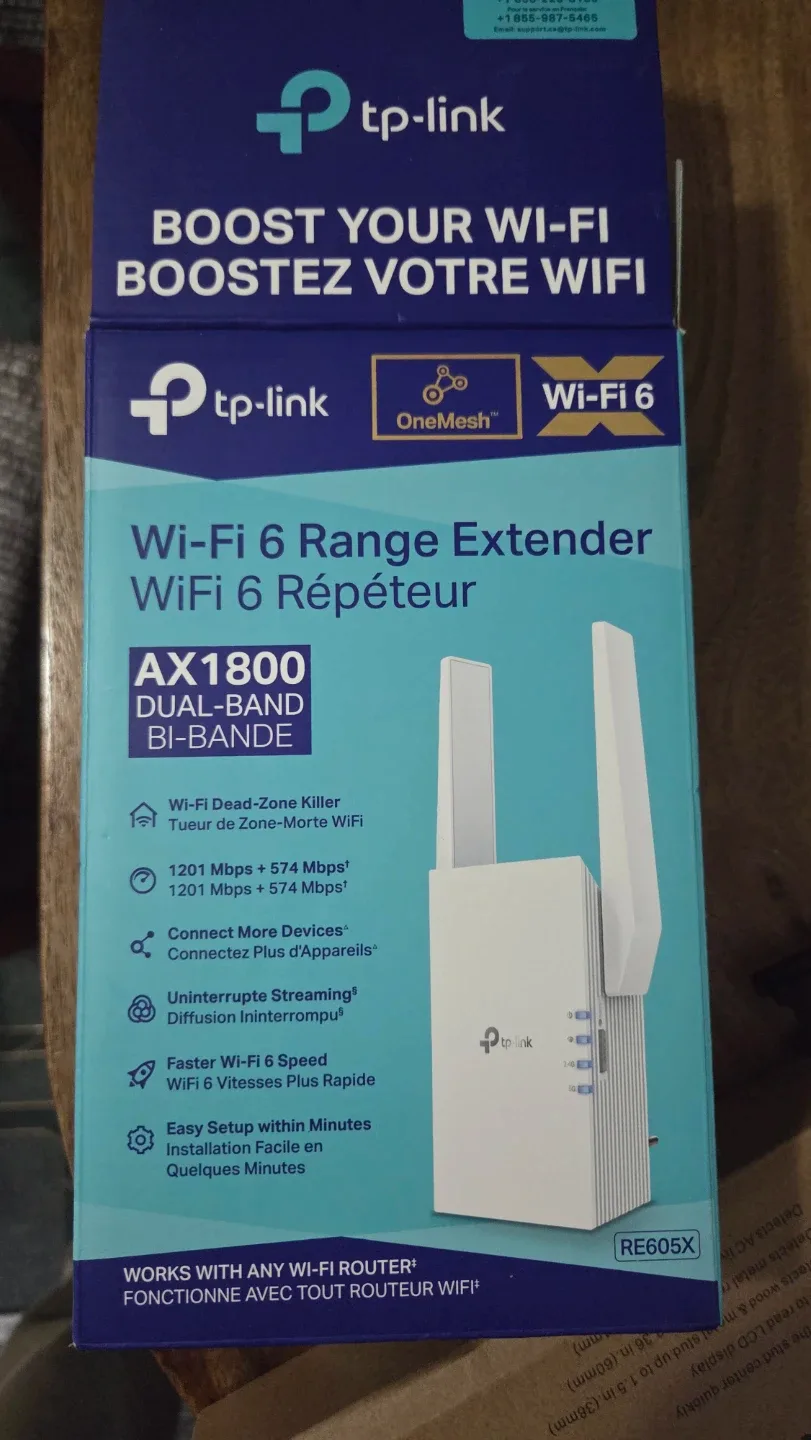 TP-Link AX1800 WiFi 6 Range Extender RE605X - New