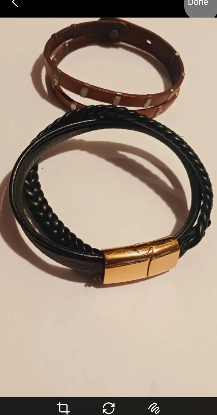 2× Leather Bracelets Set - Brown & Black image indicator(2)