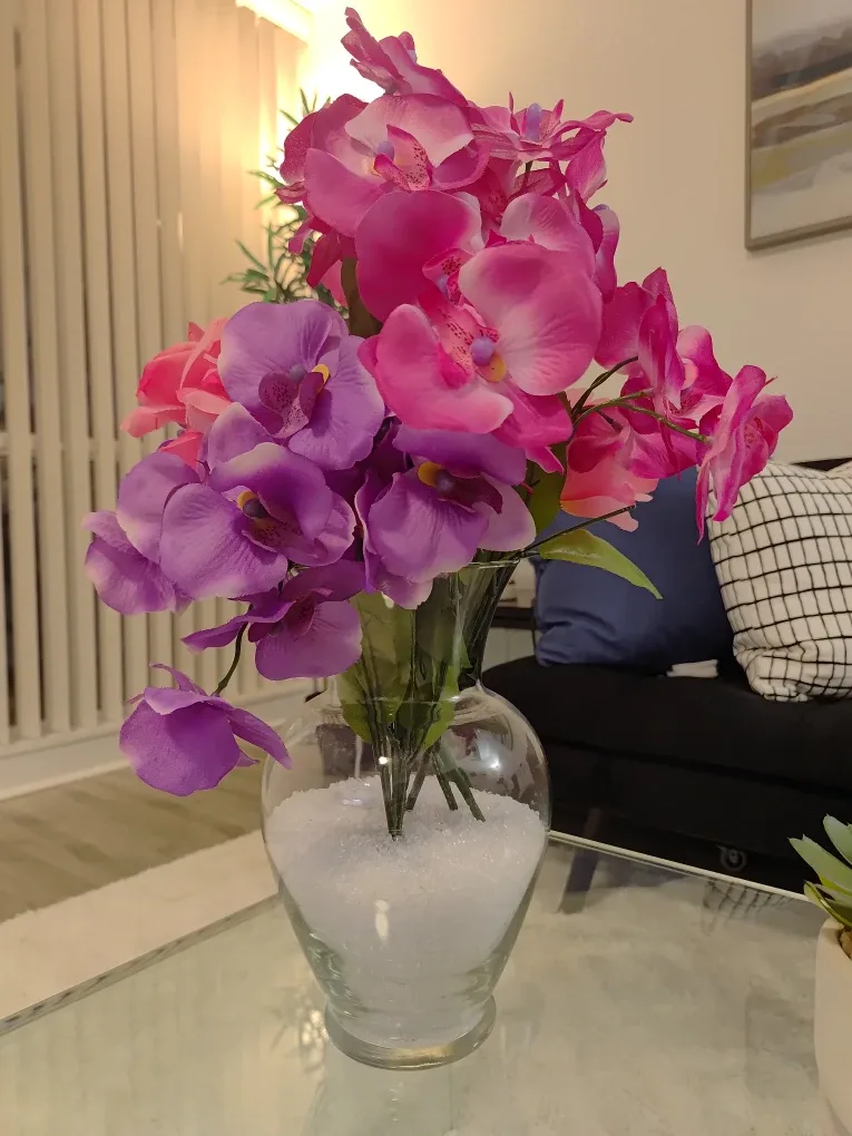 Faux Flowers with glass vase image indicator(3)