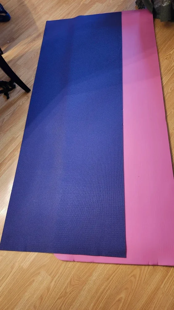 Yoga mat and foam mat.