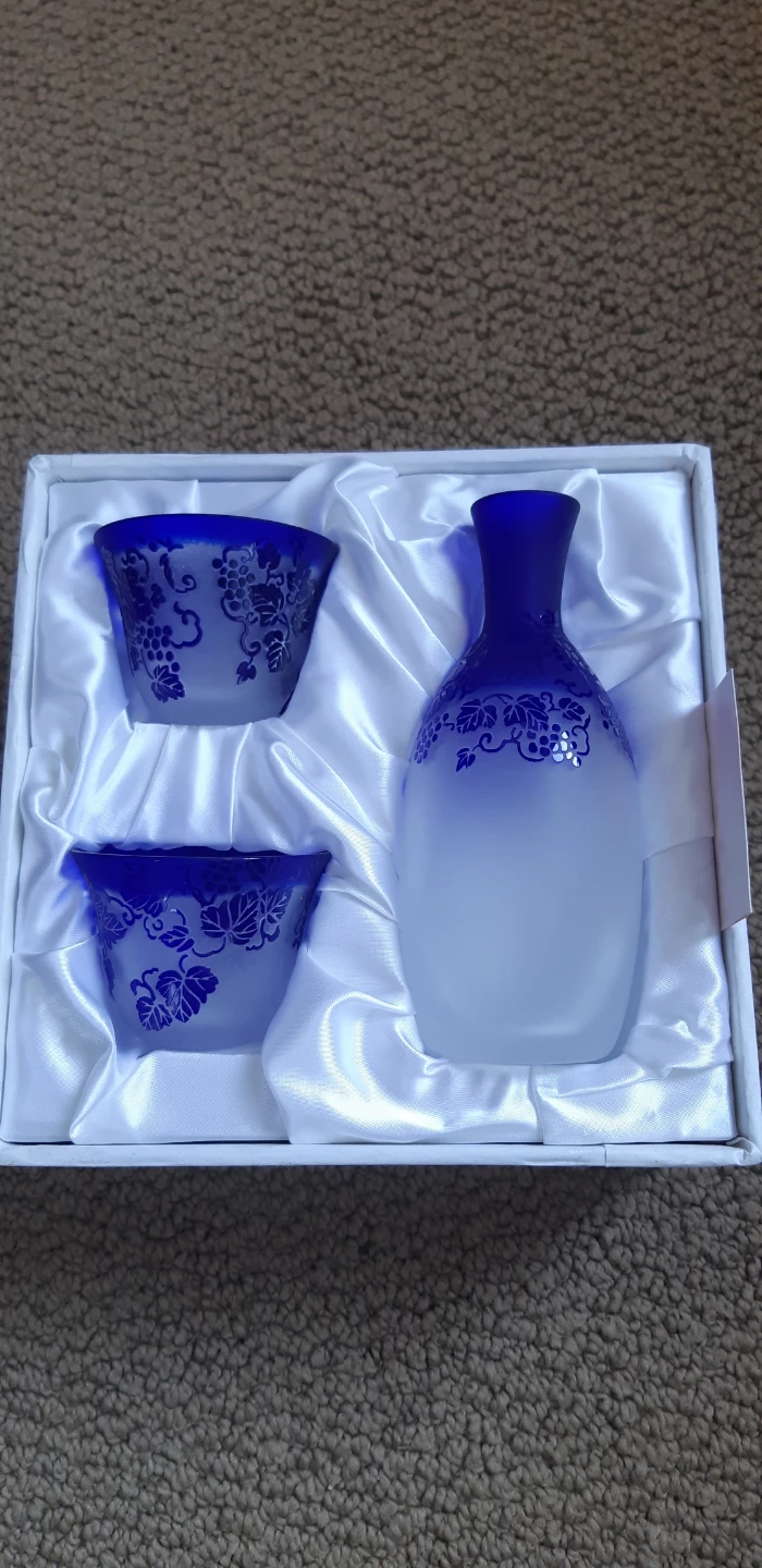 Sake Set - Blue & Frosted Glass
