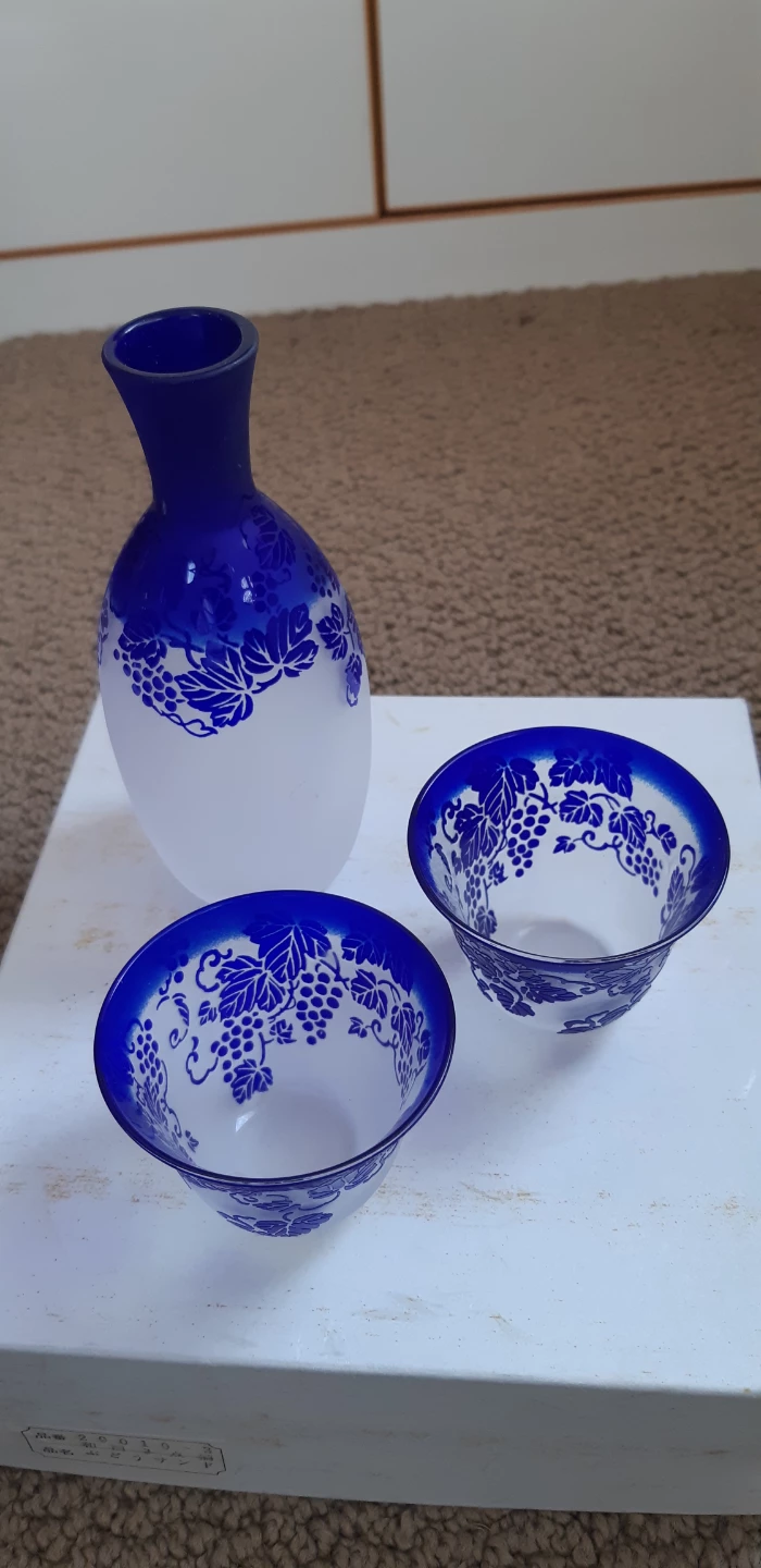 Sake Set - Blue & Frosted Glass - photo 2