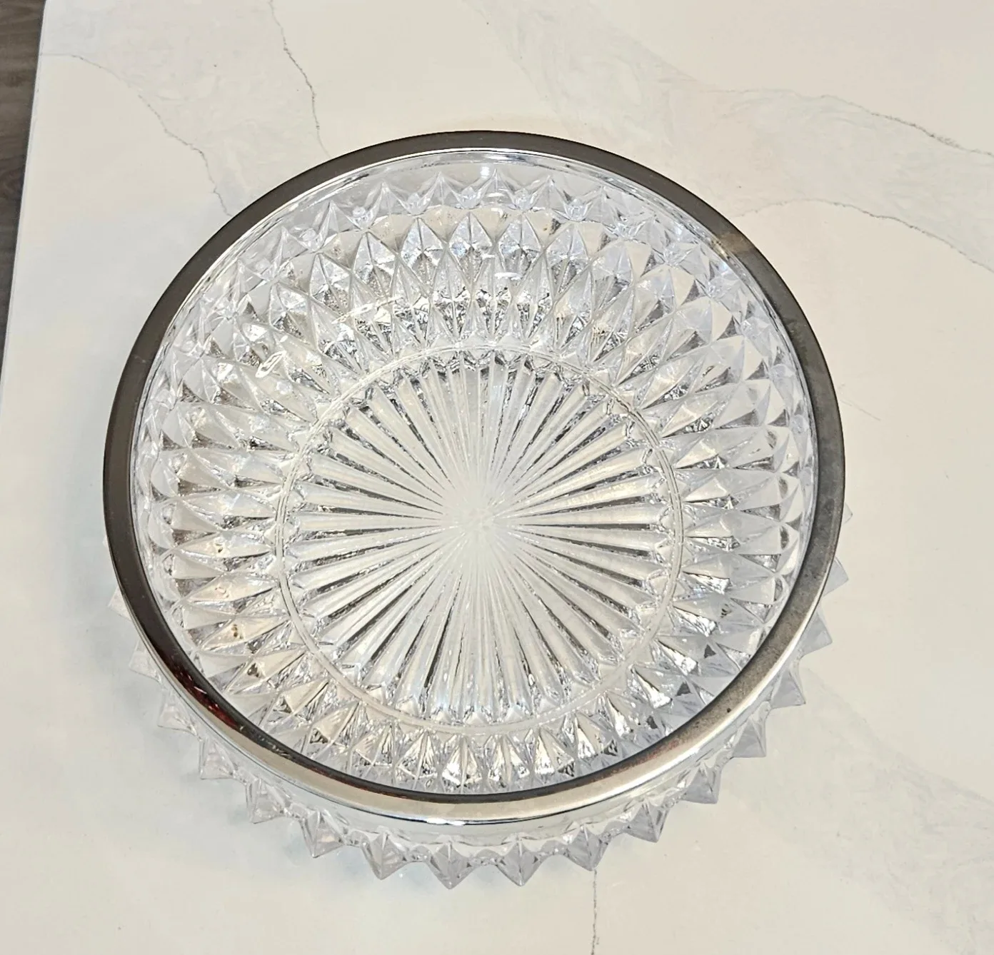 Crystal Bowl with Silver Rim