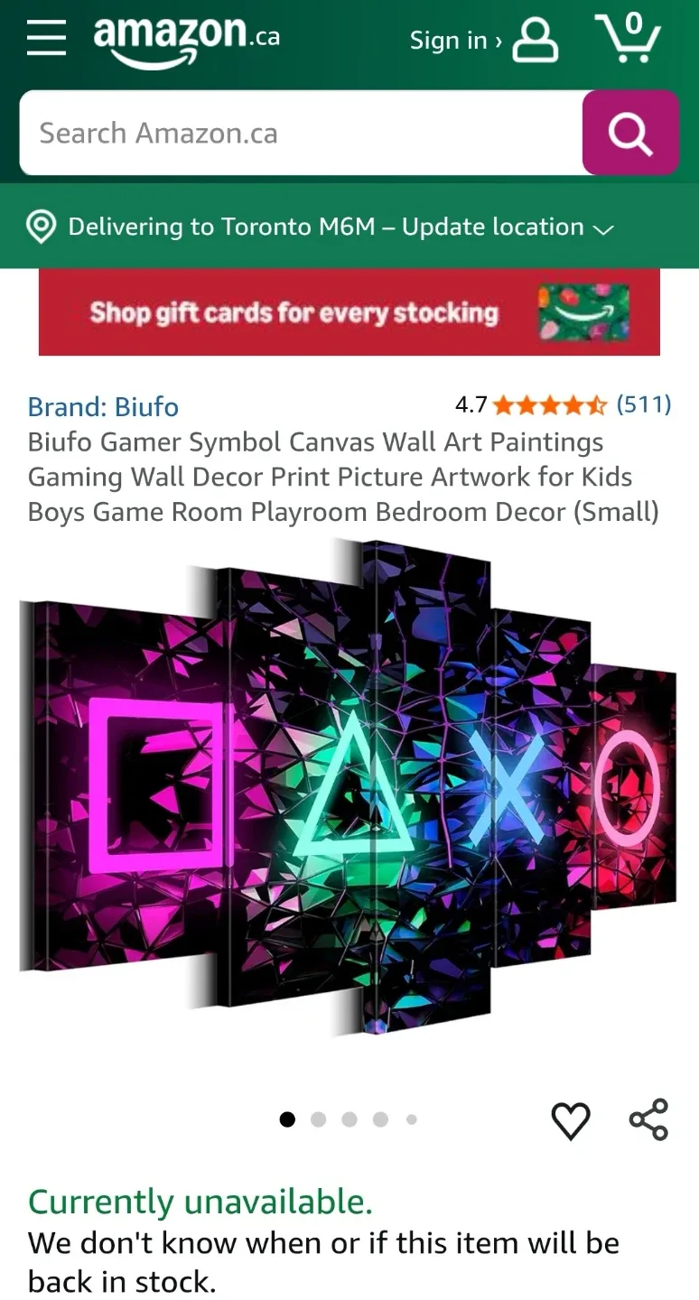 Biuflo Gamer Symbol Canvas Wall Art - 5 Piece Set
