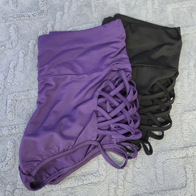 Purple & Black Criss-Cross Shorts