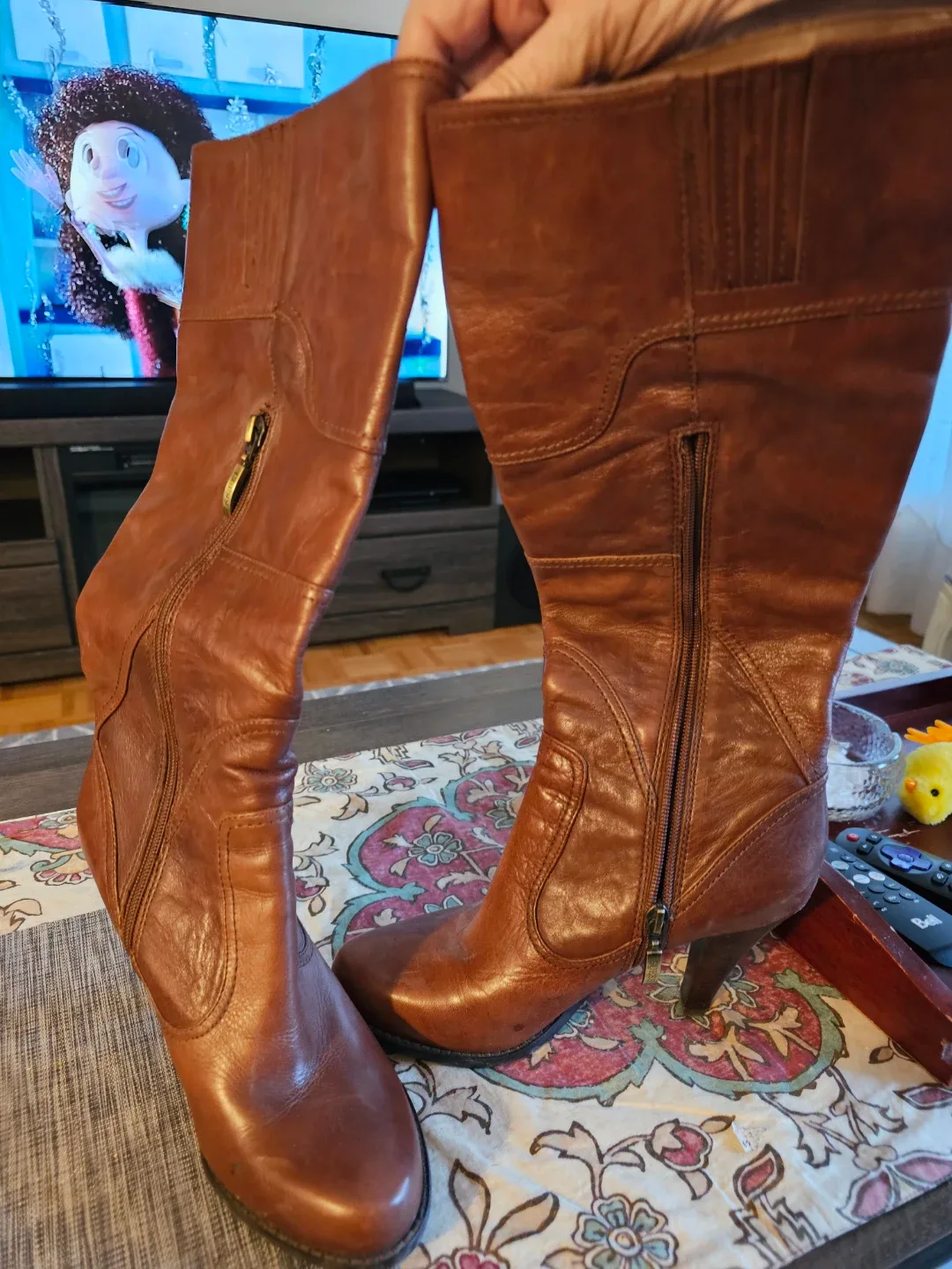 Guess Brown Leather Heeled Boots Size 9