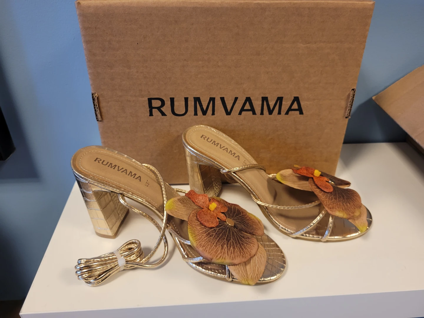 RUMVAMA Caramel Orchid Gold Heels (Size 7) - NEW!!! - photo 5