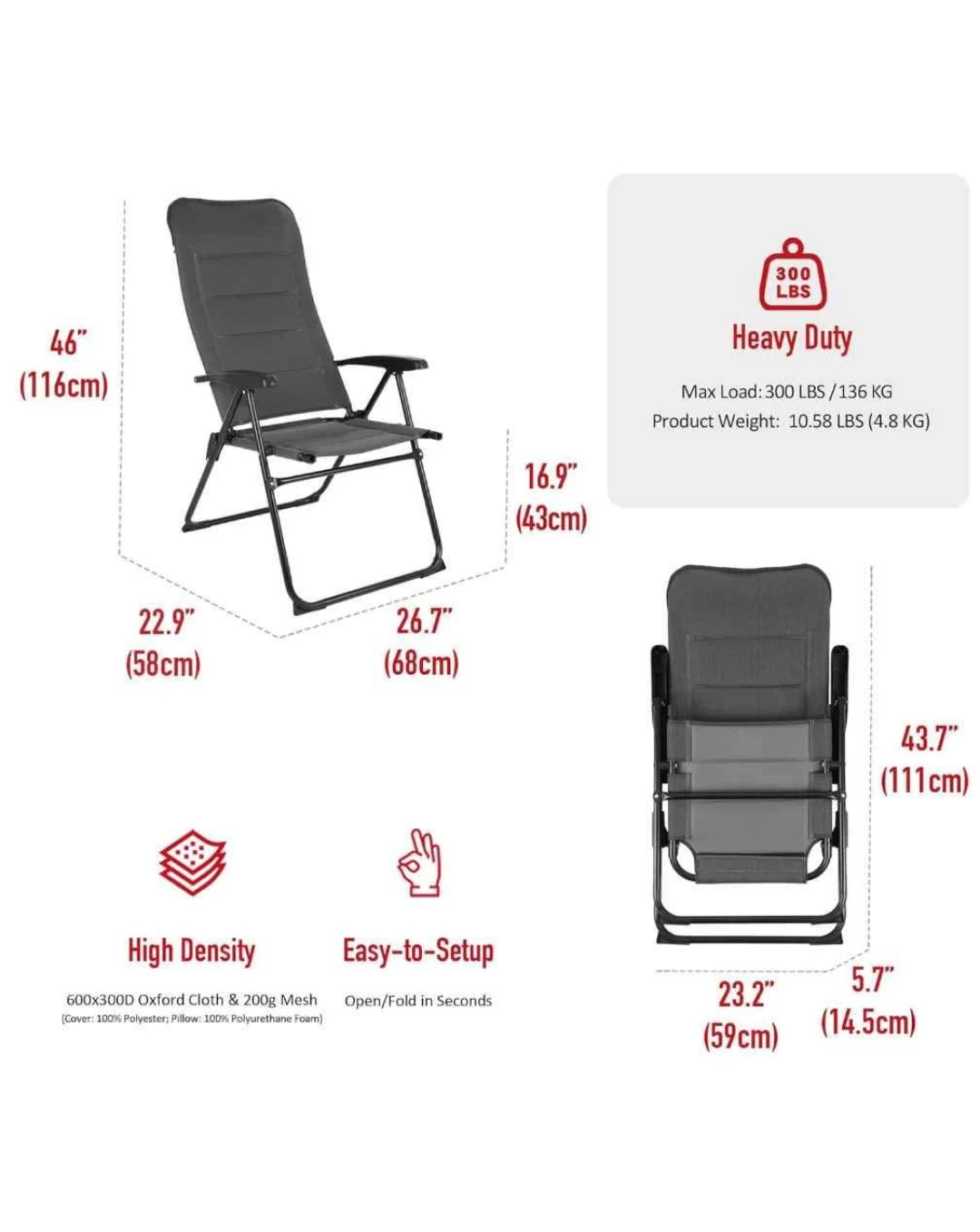 SunnyFeel Reclining Folding Patio Lounge Chair - photo 2