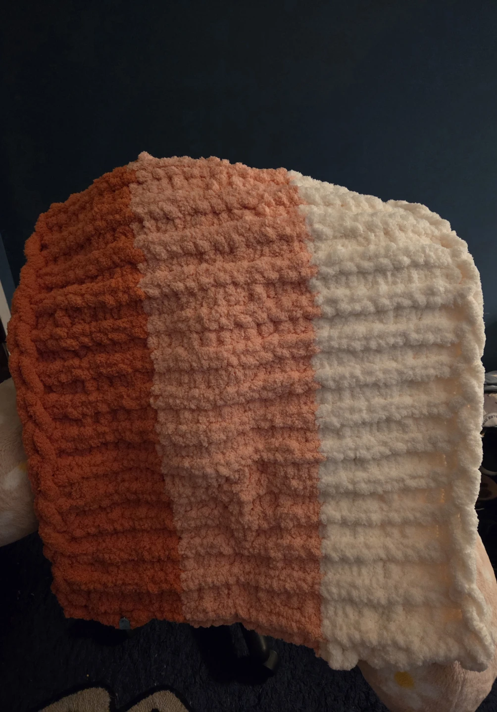 Handmade Orange, Peach, & White Blanket