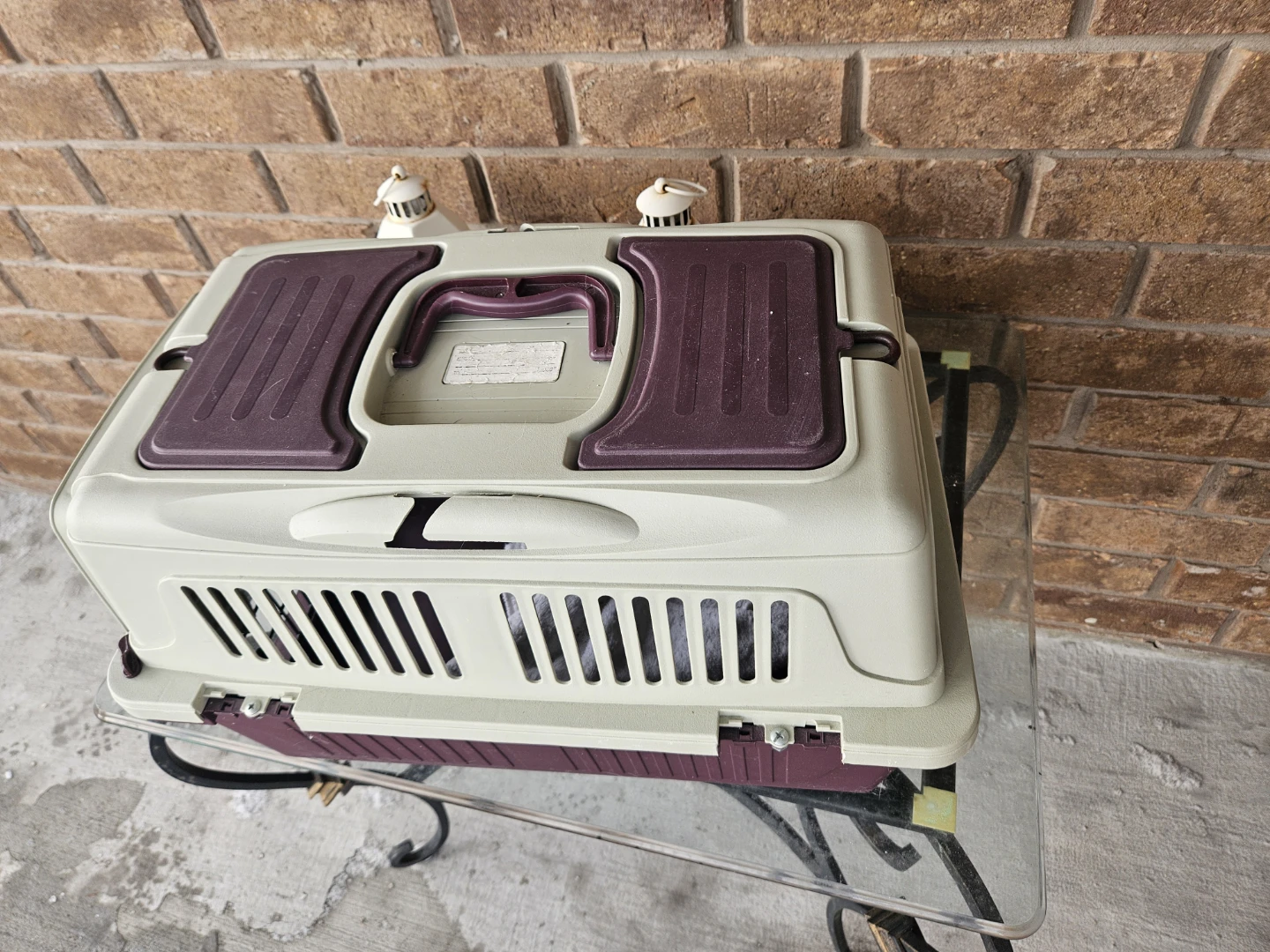 Pet Carrier - Beige & Purple