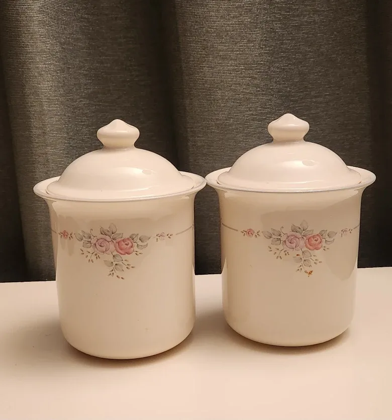 Vintage Ceramic Canister Set with Floral Design
