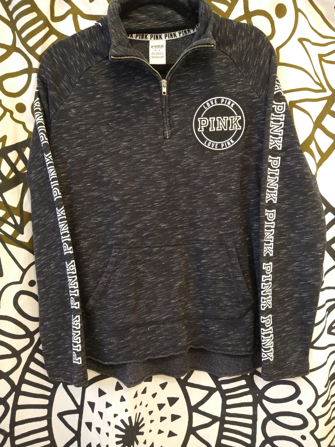 Victoria Secret Medium Dark Grey PINK Quarter-Zip Sweatshirt