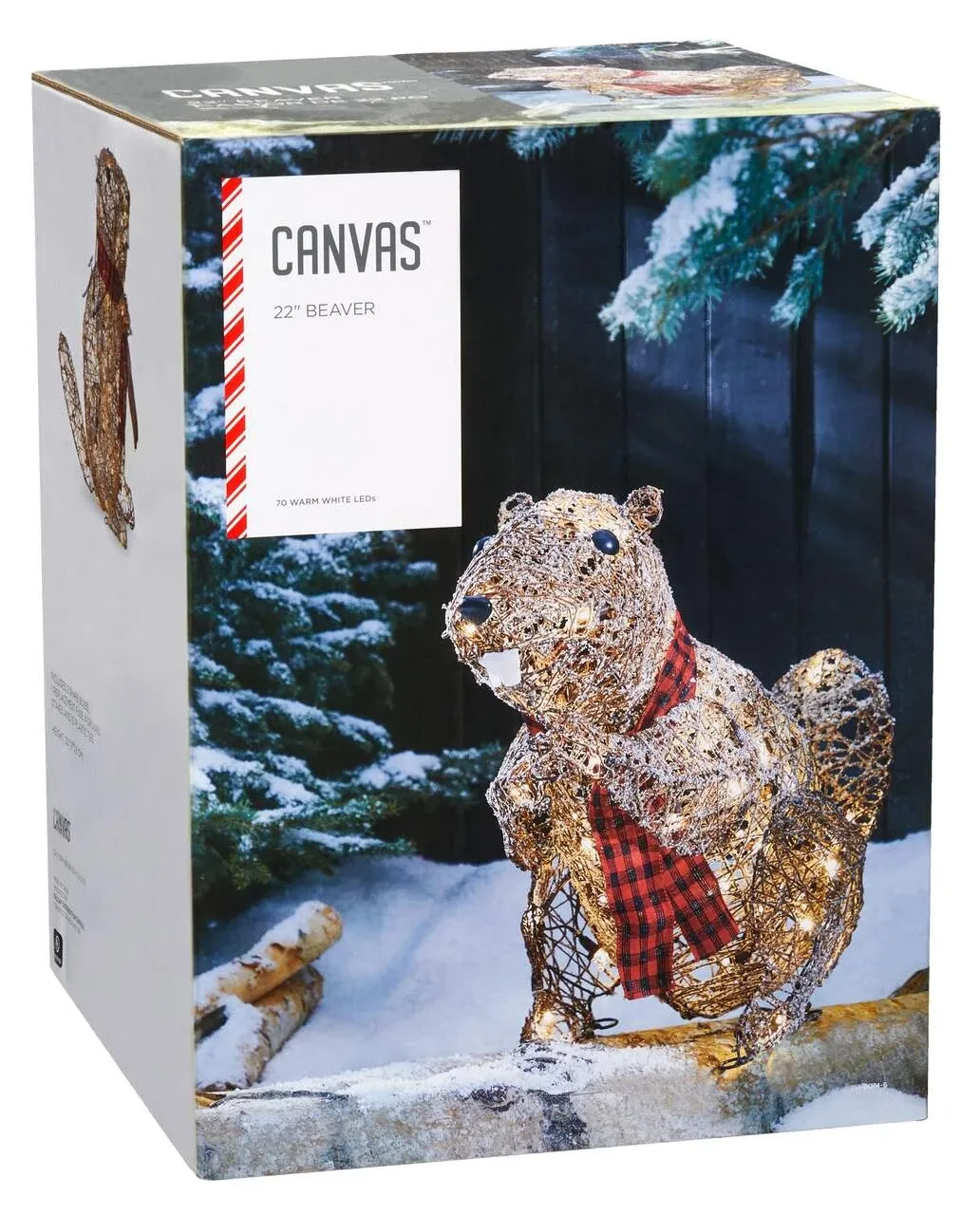 Canvas 22" Beaver with 70 Warm White LEDs - New