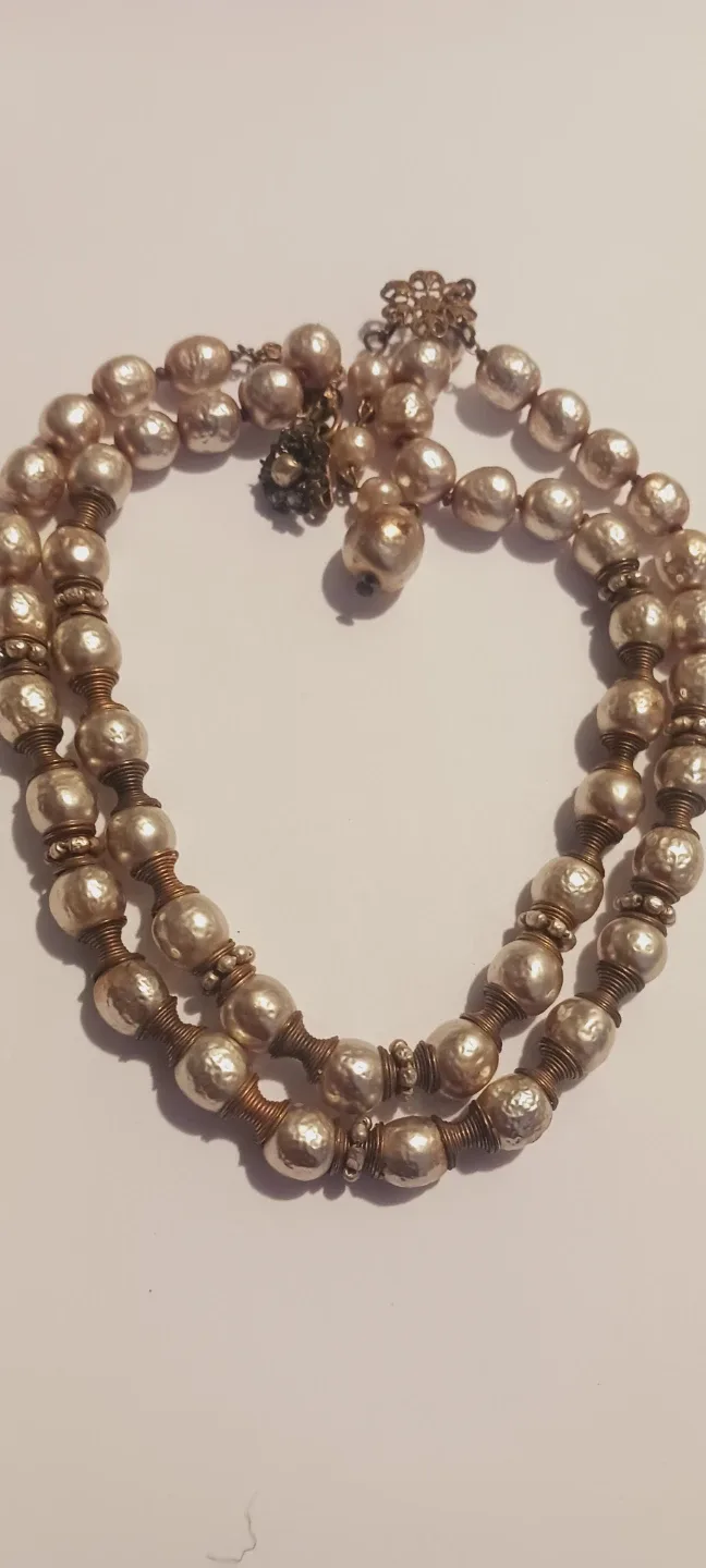 Miriam Haskell UNSIGNED Baroque Pearl Necklace image indicator(3)