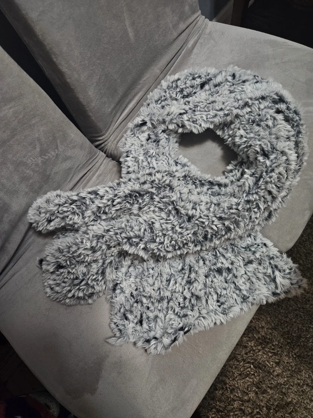 Handmade Grey Faux Fur Scarf