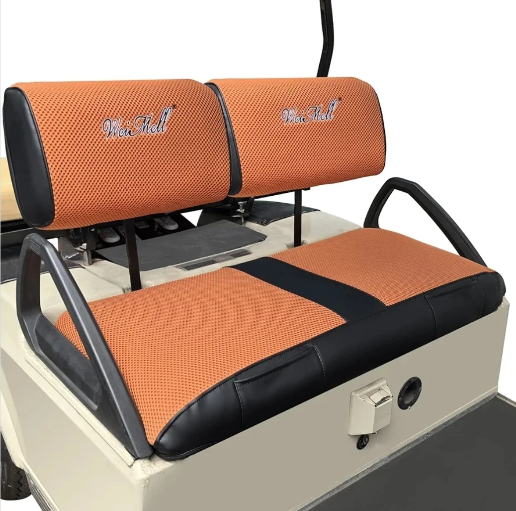 Club Car DS Golf Cart Front Seat Cover Pre-2000, Black & Orange