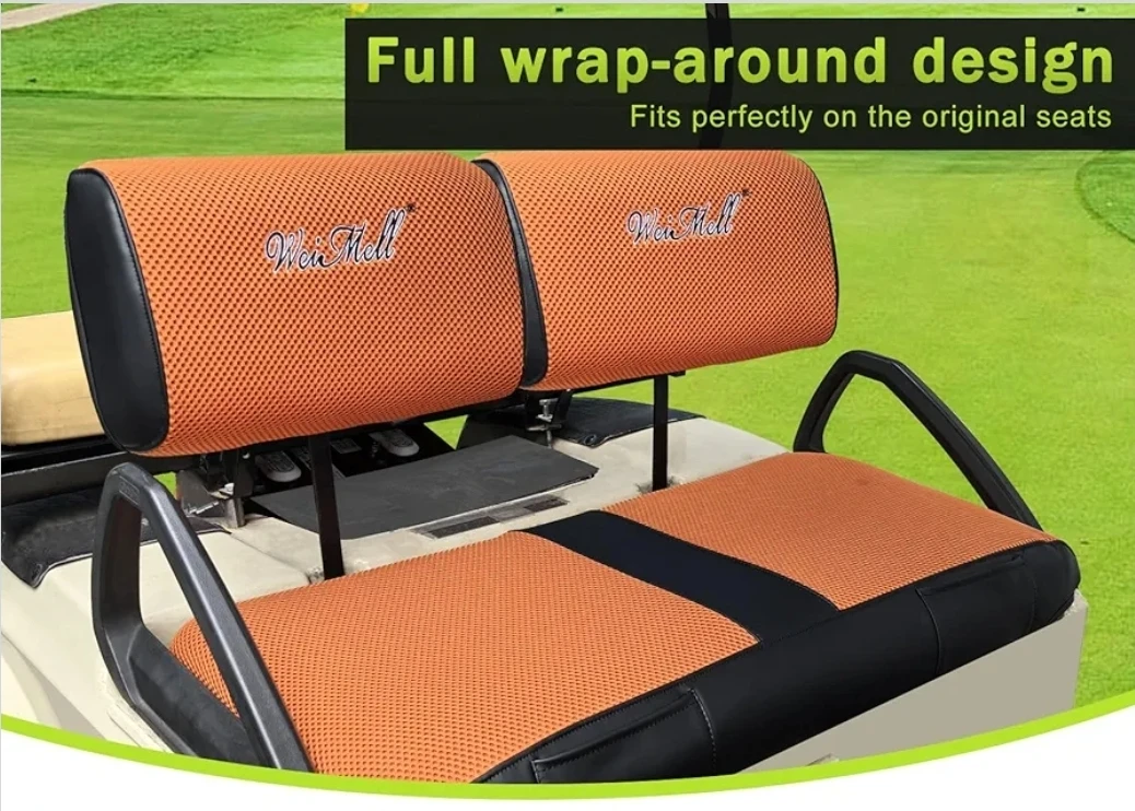 Club Car DS Golf Cart Front Seat Cover Pre-2000, Black & Orange - photo 3
