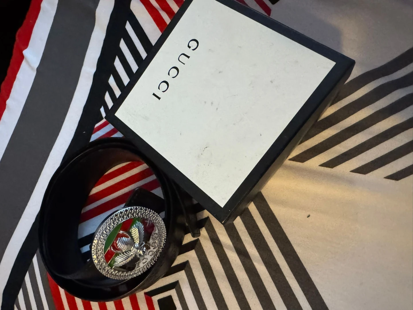 Gucci Black Leather Belt with Box